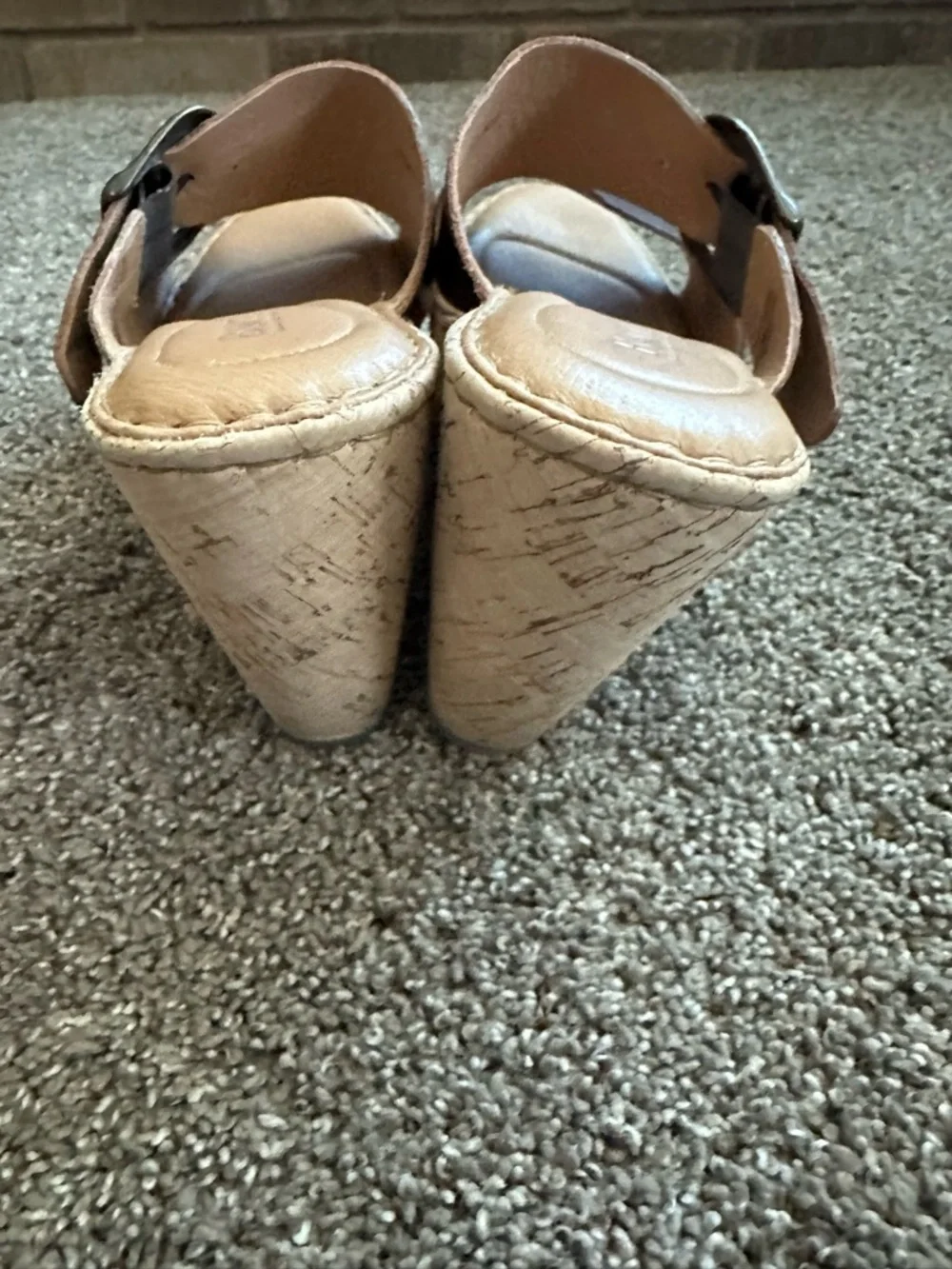 Born Emmy Brown Leather Cork Wedge Slide Sandals Size 11